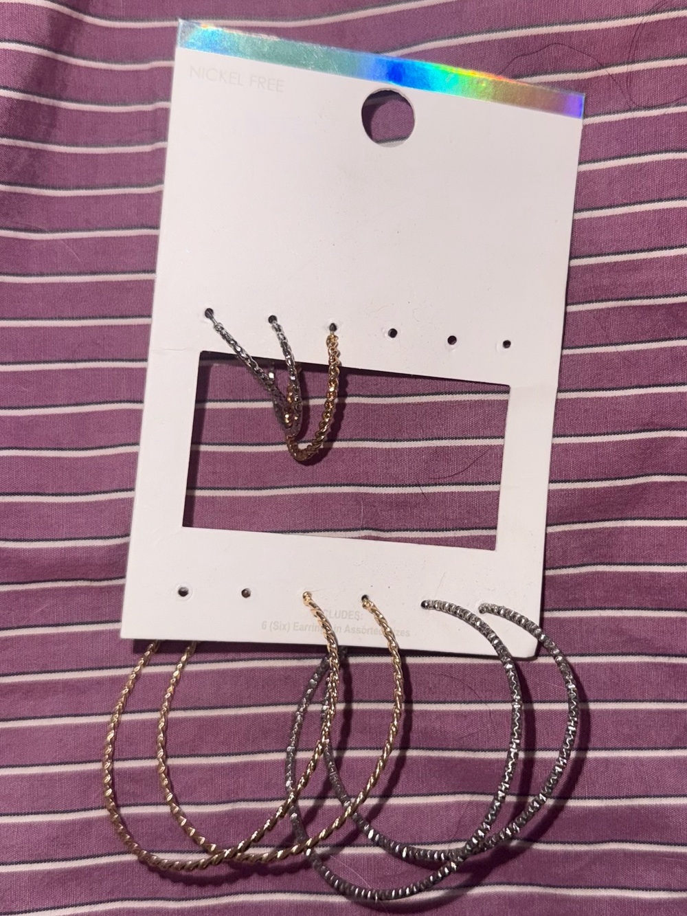 Icing Mixed Metal Textured Hoop Earring Card Lot